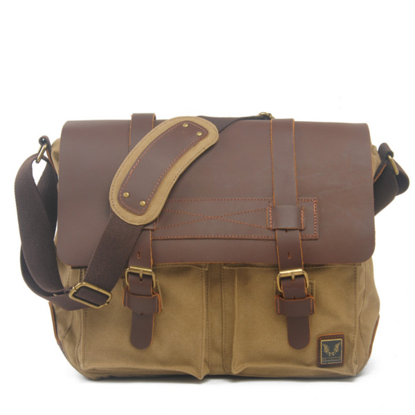 Men Women Retro Canvas Leather Bag Messenger Travel Shoulder Bag